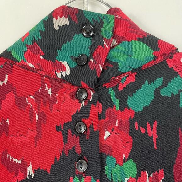 Vintage Pendleton Country Sophisticates Size 8 Floral Wool Blend Blouse Red - Picture 8 of 12